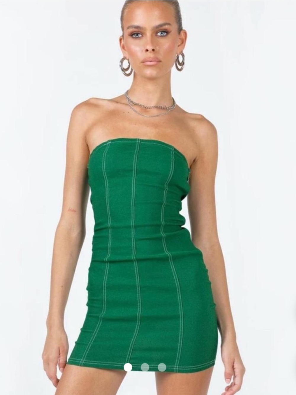 Princess Polly Strapless Green Bodycon Mini Dress - Picture 1 of 7